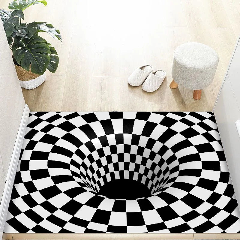 VIKAMA 3D Dizziness Crystal Velvet Floor Mat  Durable and Easy to Clean Anti-Slip Mat for Home Decoration  Entry Door Mat