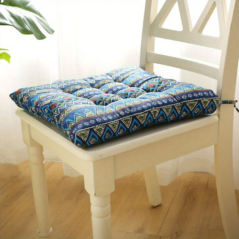 Soft & Comfortable Square Seat Cushion with Strap - Perfect for Office and Home Chairs, Polyester Dining Mat