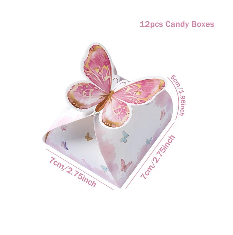 12pcs Butterfly Candy Boxes Gifts Packing Paper Boxes Birthday Party Decorations Girls Wedding Baby Shower Favors For Guest