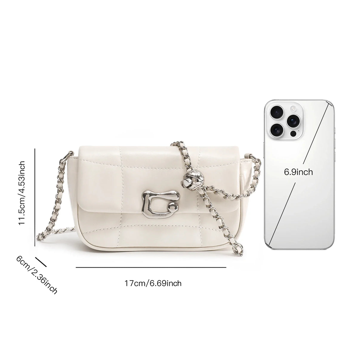 Genuine Leather Crossbody Bag | Luxury Brand Shoulder Bag with Chain Strap & Unique Design Quilted Handbag
