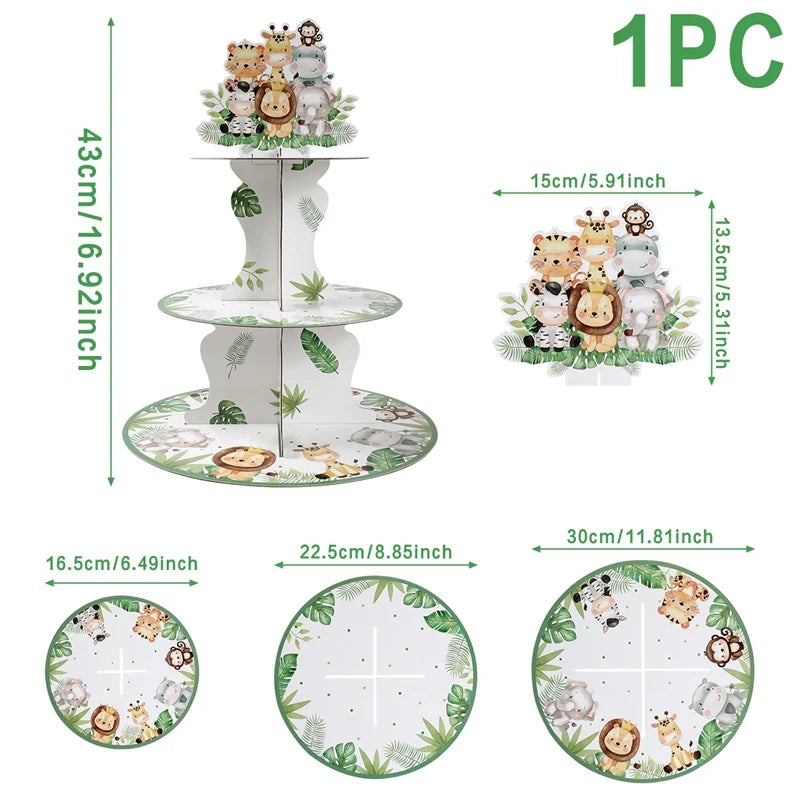 Jungle Safari Disposable Tableware Paper Plates Cups Animal 1st Wild One Birthday Party Decor kids Baby Shower Supplies Woodland