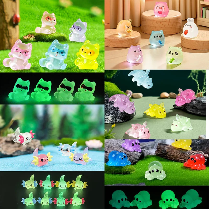 10/50Pcs Simulation Luminous Resin Spider Fairy Garden Miniature Ornaments Decoration DIY Jewelry Making Blind Bag accessories