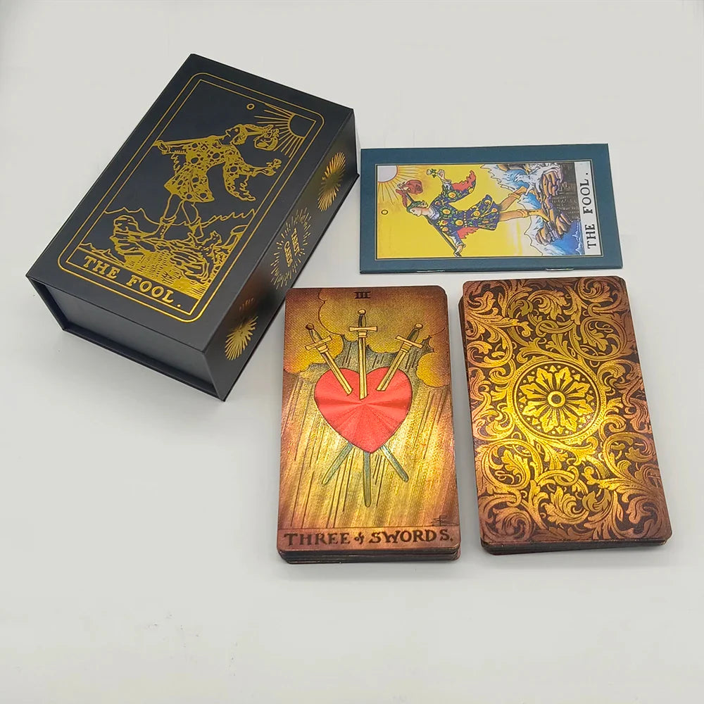 New Version Black Hot Stamping Gold foil Tarot Cards Plastic Rider Oracle Deck For Beginners And Collectors