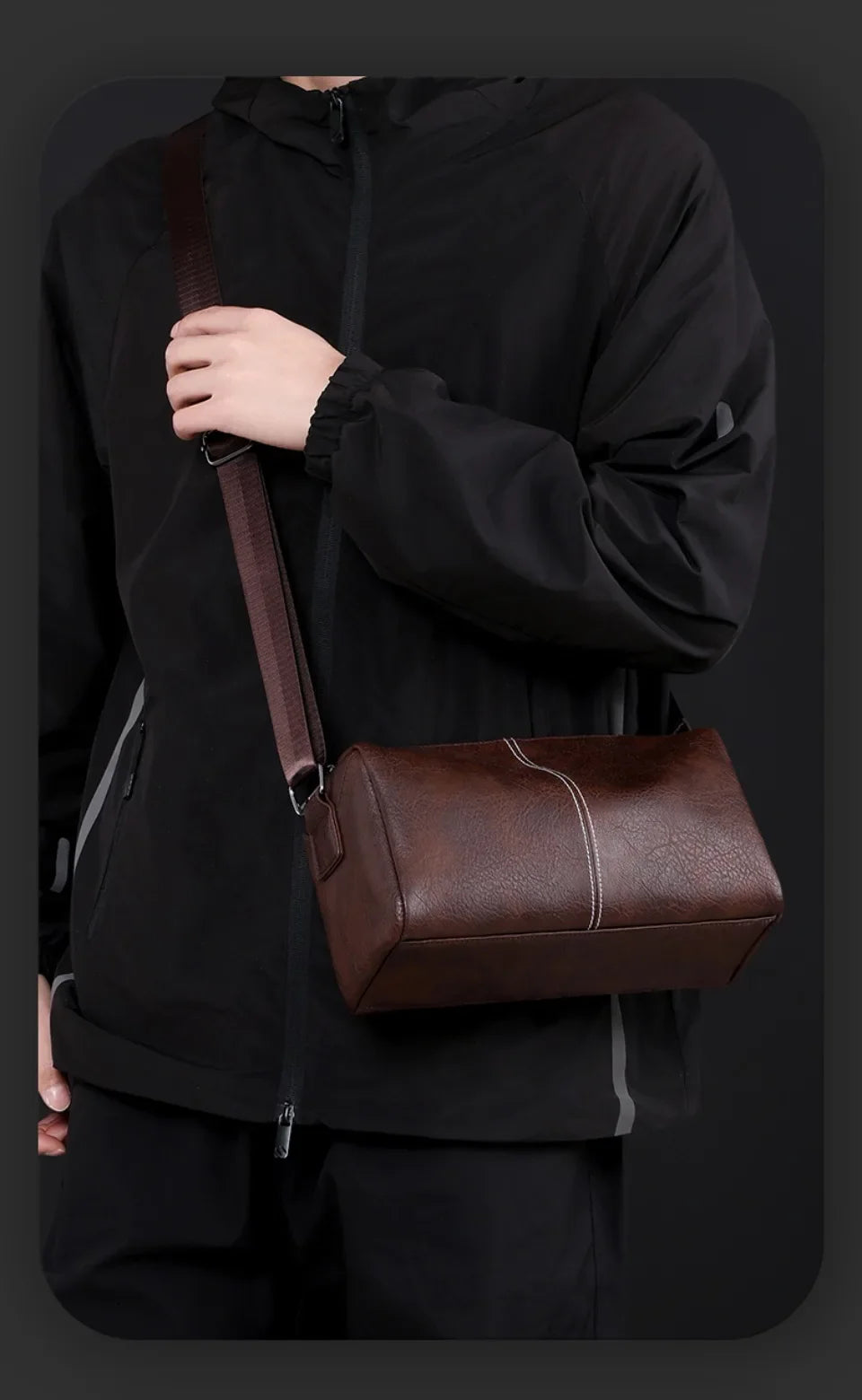 Men's Full Grain Leather Shoulder Bag | Vintage-Inspired Convertible Crossbody Pack (Durable Work & Weekend Bag)