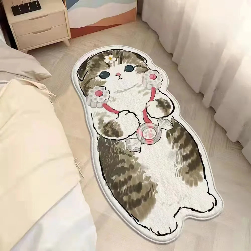 Faux Cashmere Cute Cartoon Pet Carpet Home Bedroom Bedside Decorative Floor Mat Anti-slip Dirty Resistant Machine Washable Rug
