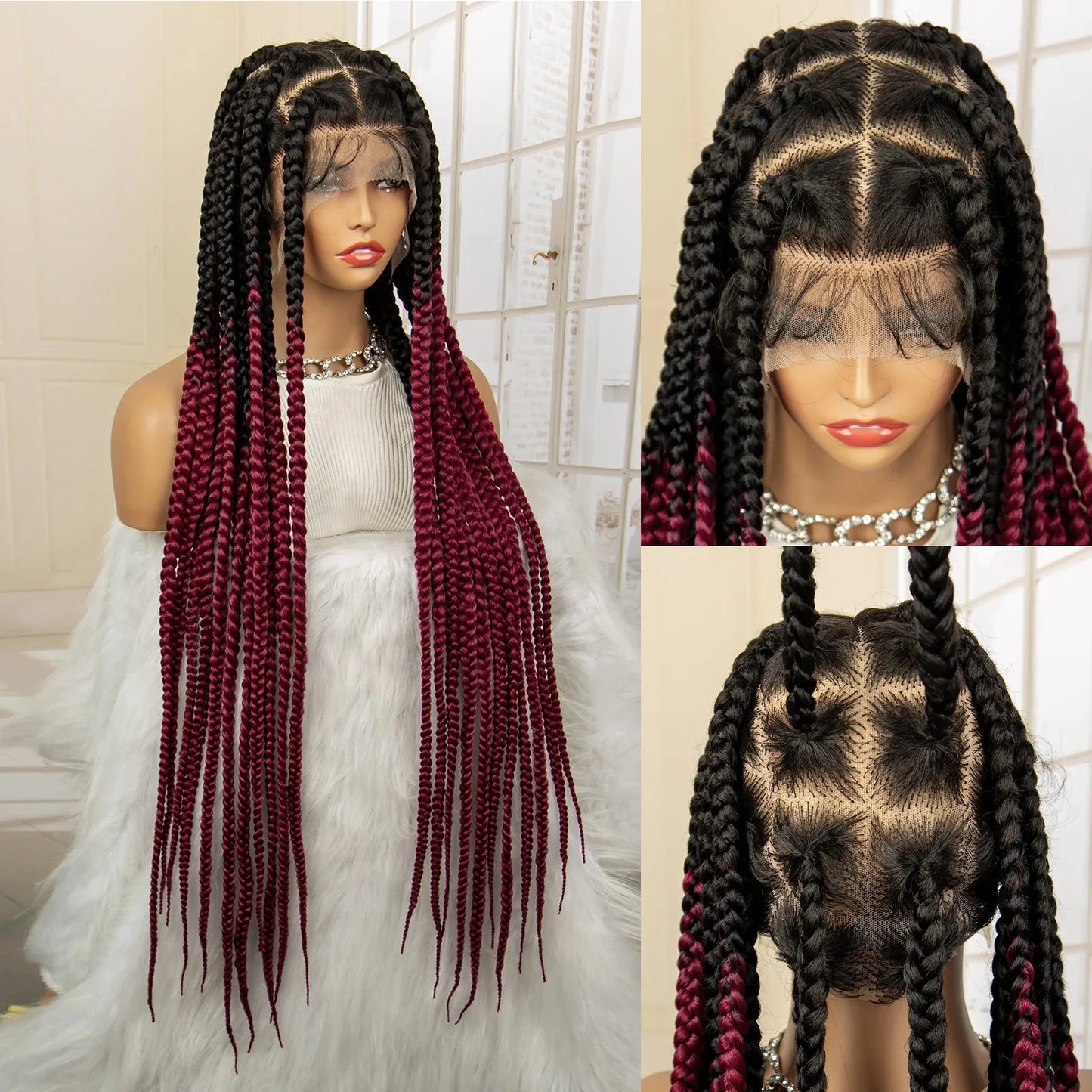 Jumbo Cornrow & Knotless Box Braids Wig | Full Lace | Baby Hair | Black Women