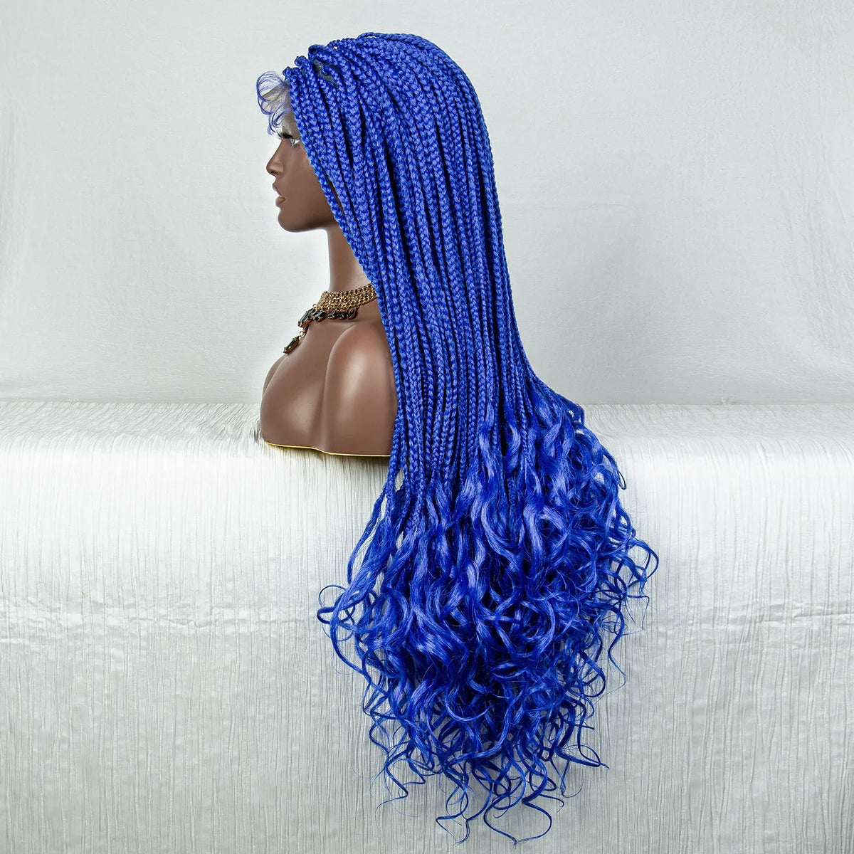 36" Water Wave Braided Wig | Lace Front | Baby Hair | Long Braids