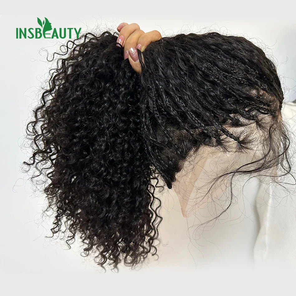 HD Lace Boho Knotless Braids Wig | Human Hair Curly Ends | 300 Density | 26"