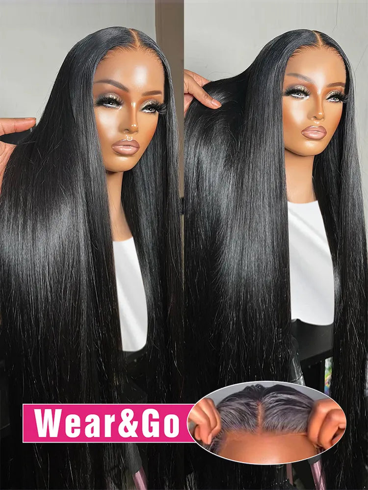 Glueless Preplucked Human Hair Wigs Ready To Wear And Go Brazilian Bone Straight 13x4 HD Lace Frontal Human Hair Wig For Women