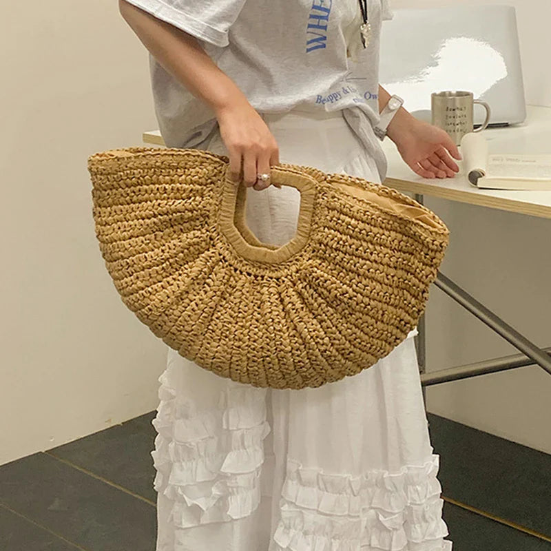 Brand Exquisite Double-sided Shell Handbag | Luxury Handmade Large Capacity Shell Crossbody Clutch Bag (Wooden Handle & Tote)