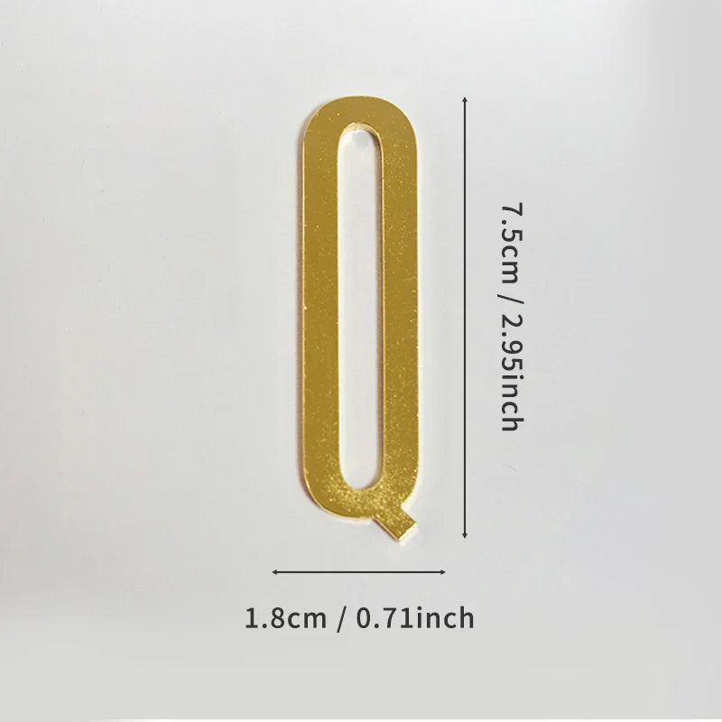 Golden Self Adhesive House Number Metal English Alphabet Letters for Apartment Room Door Plate Table Mailbox Number Stickers 7cm