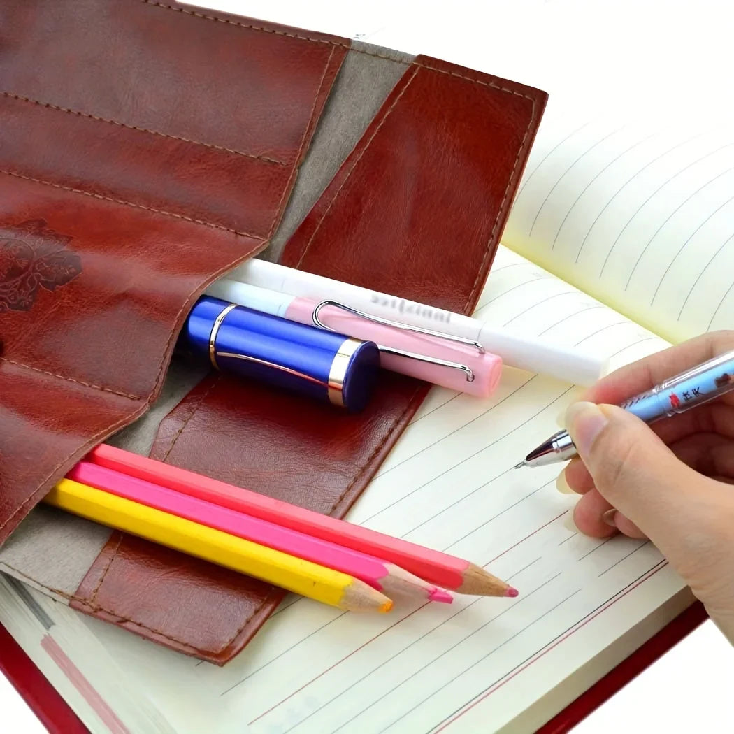 1Pcs Vintage Retro UP Leather Roll Pencil Case Twilight Saga Cosmetic Roll Bag for Women Gifts Stationery Brush Makeup Supplies