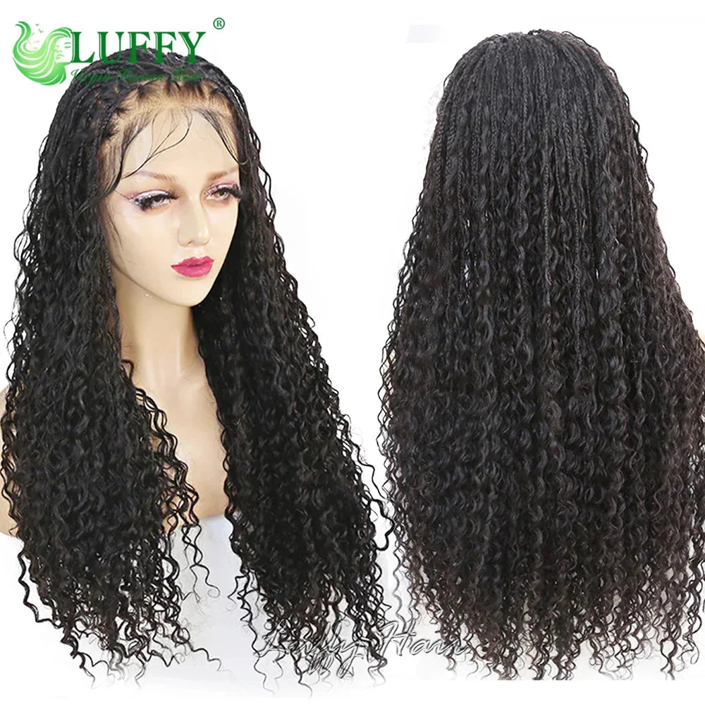 HD Full Lace Knotless Boho Box Braids Wig | Curly Ends | 300% Density | Human Hair | Pre-Plucked