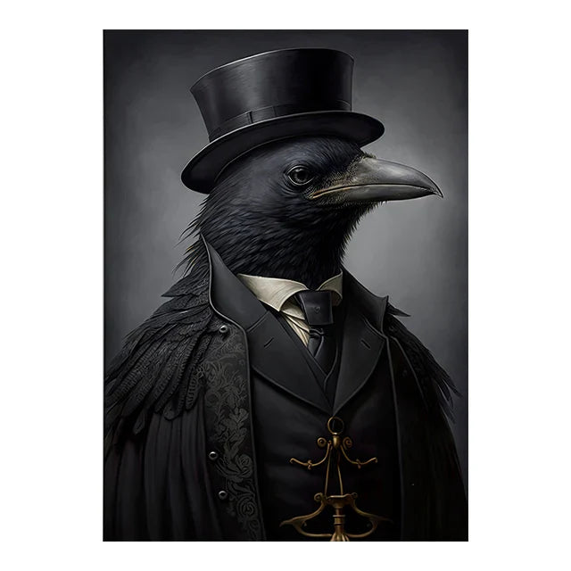 Retro Crow Witch Bat Skull Dark Academia Gothic Victorian Style Wall Art Canvas Painting Poster Print Halloween Gifts Room Decor