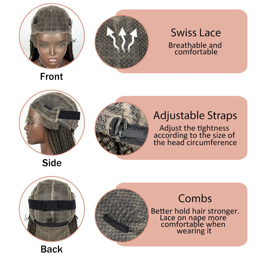 Knotless Cornrow Box Braids Full Lace Wig | Baby Hair | Clearance Sale | Black Women