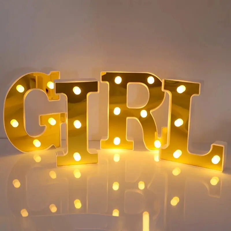 1PC 16cm Golden Numbers&English Led Letter Lights,Battery Powered Decoration Light For Festive,Proposal,Birthday,Wedding,Party