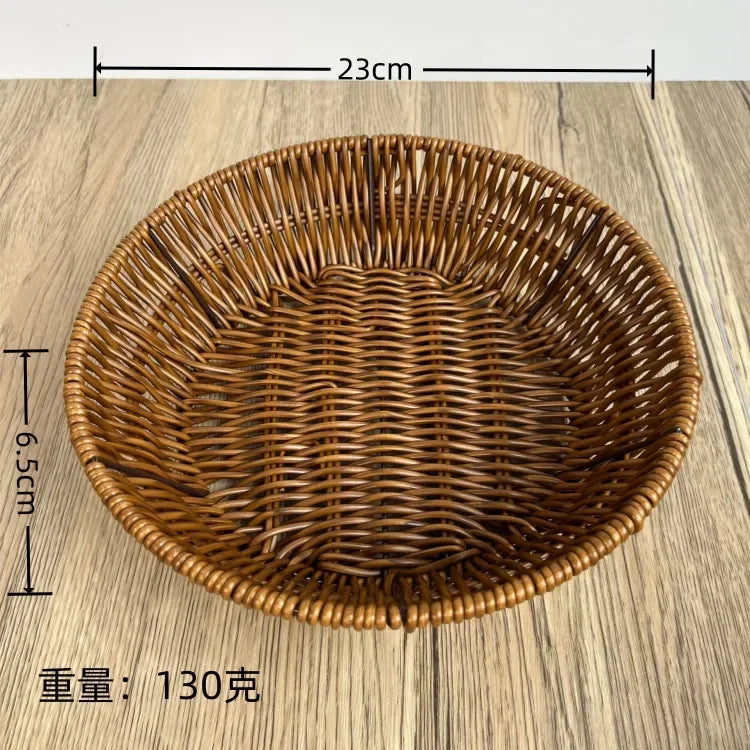 Imitation Rattan Fruit Basket Sundry Storage Basket Hand-Woven Storage Box Home Storage Supplies Tabletop Display Rattan Basket