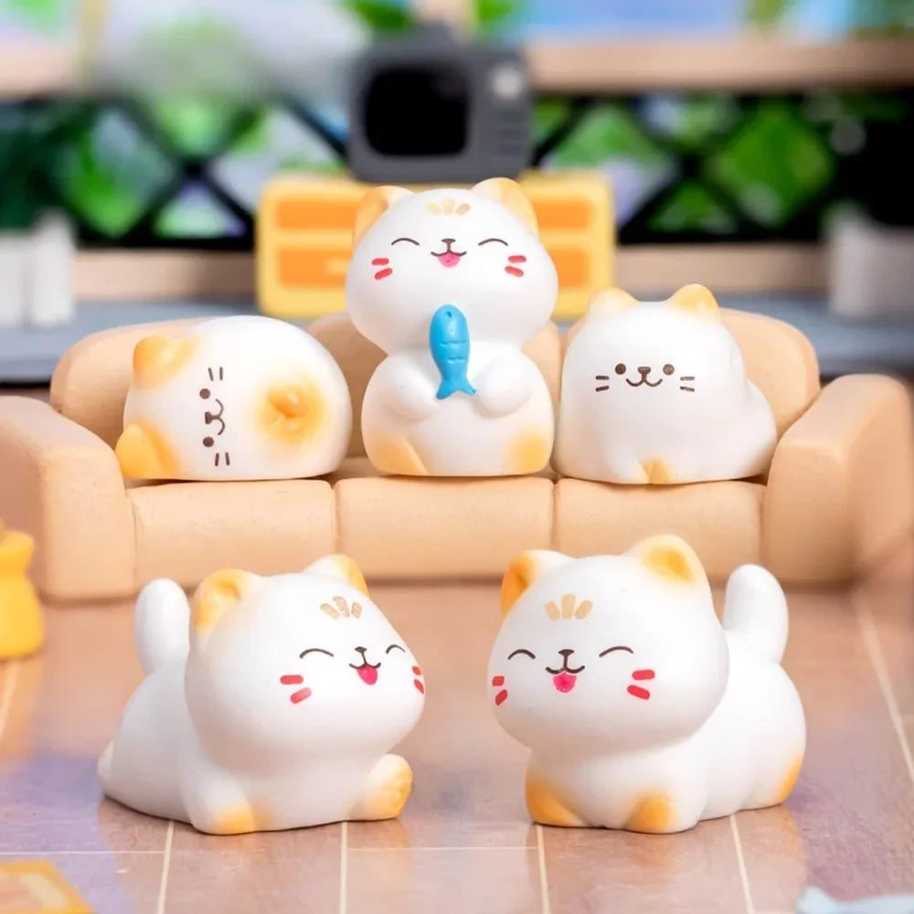 8pcs Mini Cats Ornament Fairy Garden Kitten Statue Gift Kids Children Baby Room Decoration Toys Miniature Figurines Home Decor