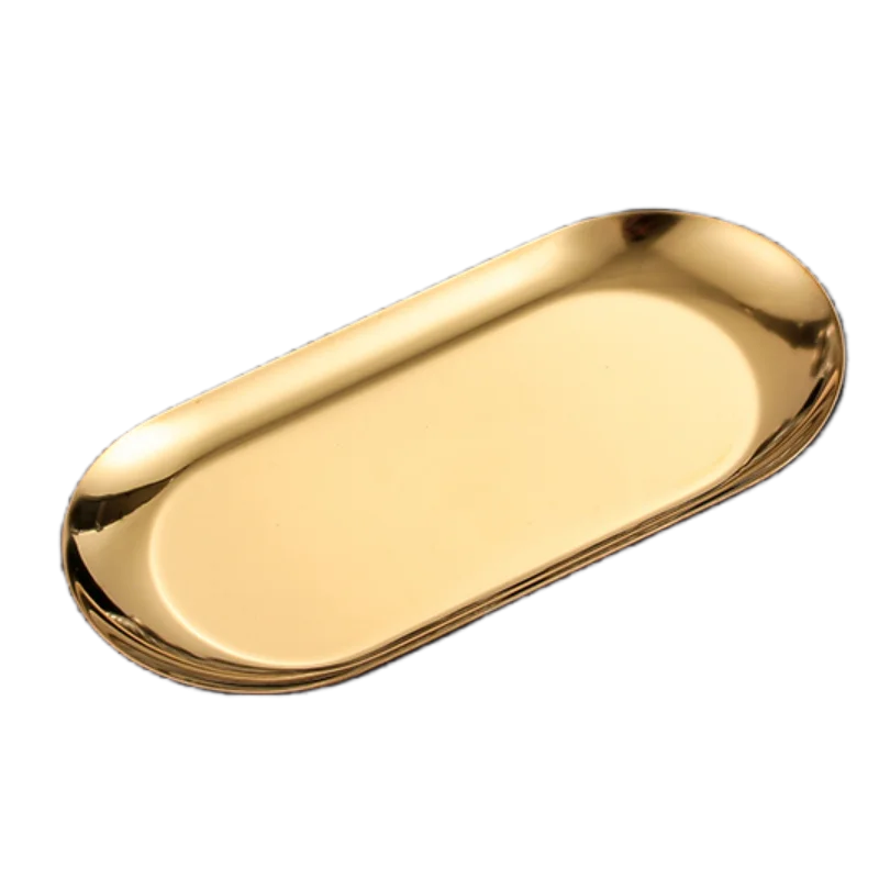 Stainless Steel Gold Dining Plate Dessert Plate Nut Fruit Cake Tray Snack Kitchen Plate Western Steak Kitchen Plate Dish
