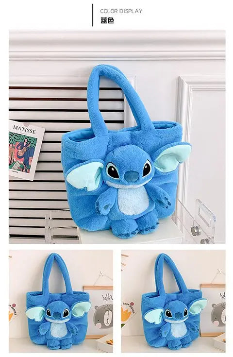New Cartoon Plush Doll Shoulder Bag | Sweet and Cute Stitch Strawberry Bear Soft Cute Girls Handbag
