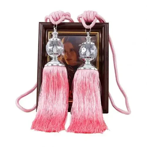 1Pair Tassel Curtain Tieback Crystal Bead Hanging Ball Tie Room Accessories Holder Buckle Rope Bandage Holdback Window Shade
