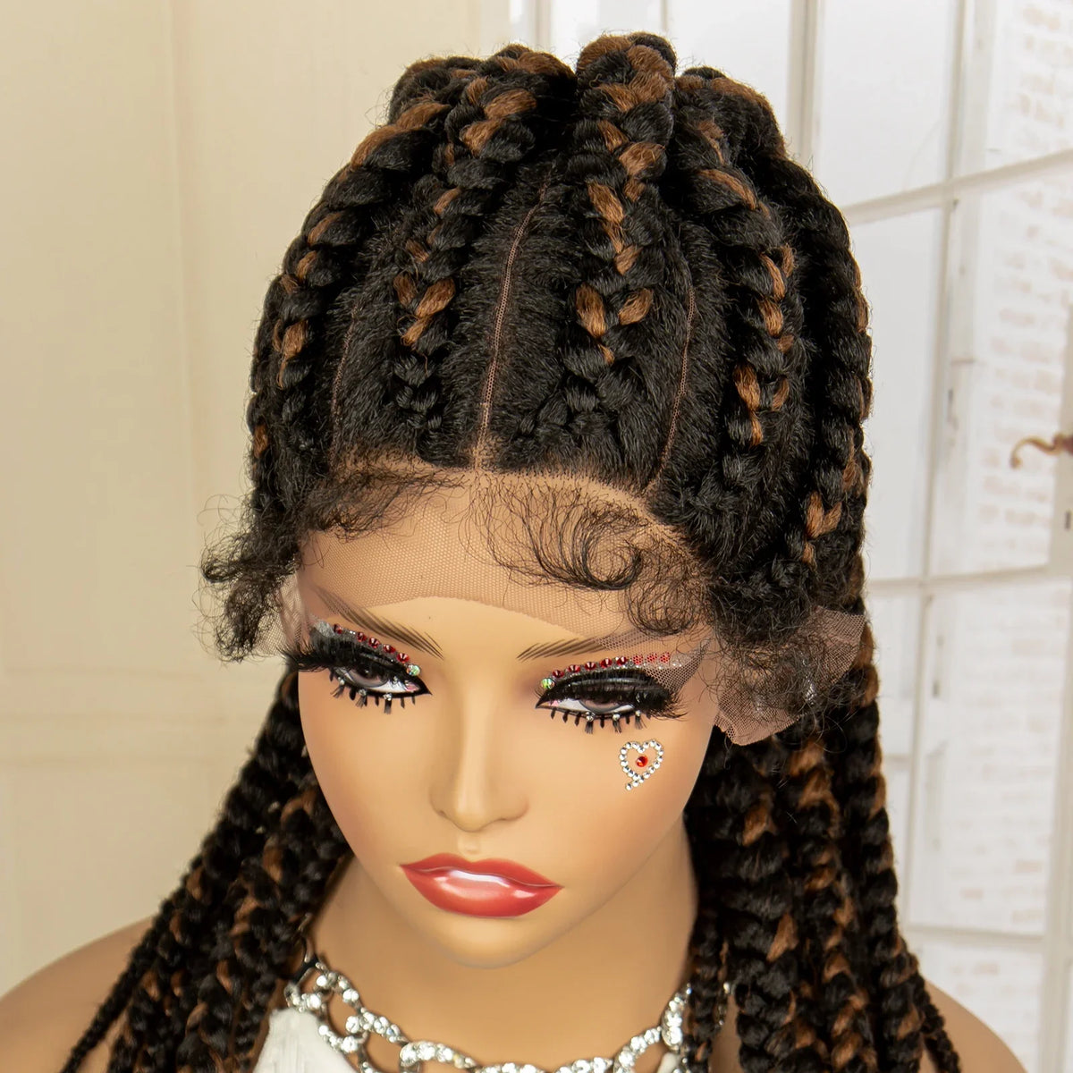 24" Ponytail Braided Wig | Knotless Twists | Lace Frontal | Baby Hair | Kanekalon Synthetic Hair | Black Women