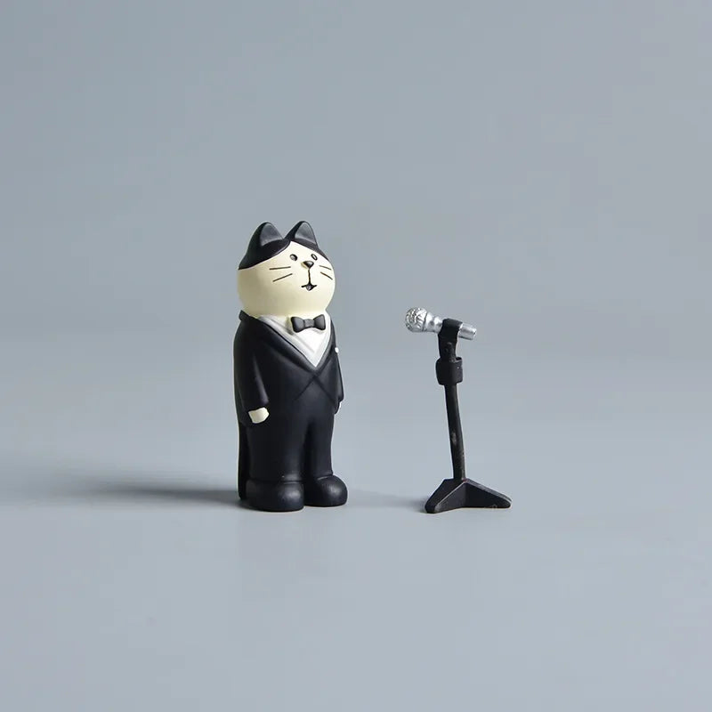 Cute Cat Wedding Zakka Figurine Bride Baby Stroller Resin Model Miniatures Model Cake Ornaments Decor Crafts Desktop Accessories