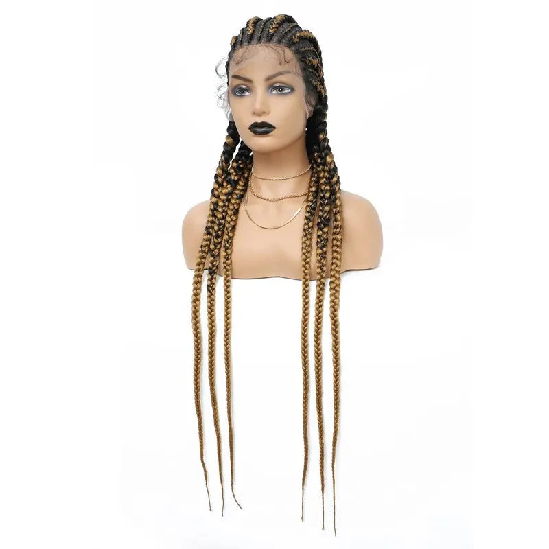 36" Jumbo Dutch Twins Cornrows Wig | Full Lace Front | Synthetic Braids | Black Women