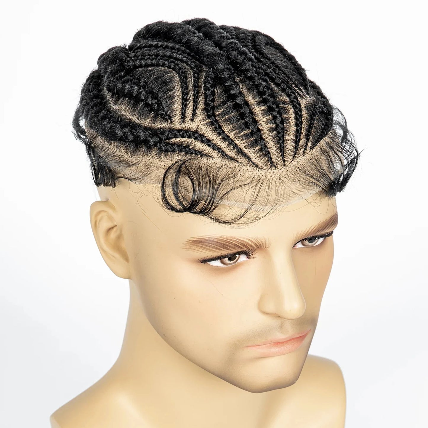 Men's HD Full Lace Cornrow Braided Toupee | Box Braids Wig | Synthetic Lace Front | African Men's Braids
