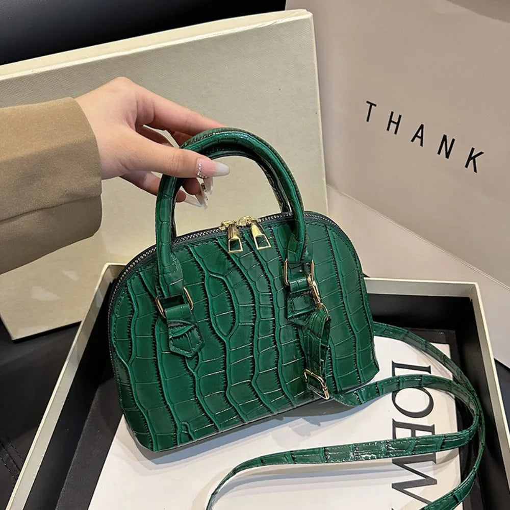 Retro Fashion PU Leather Shoulder Bag | New Women's Waterproof Crocodile Pattern Versatile Crossbody Bag