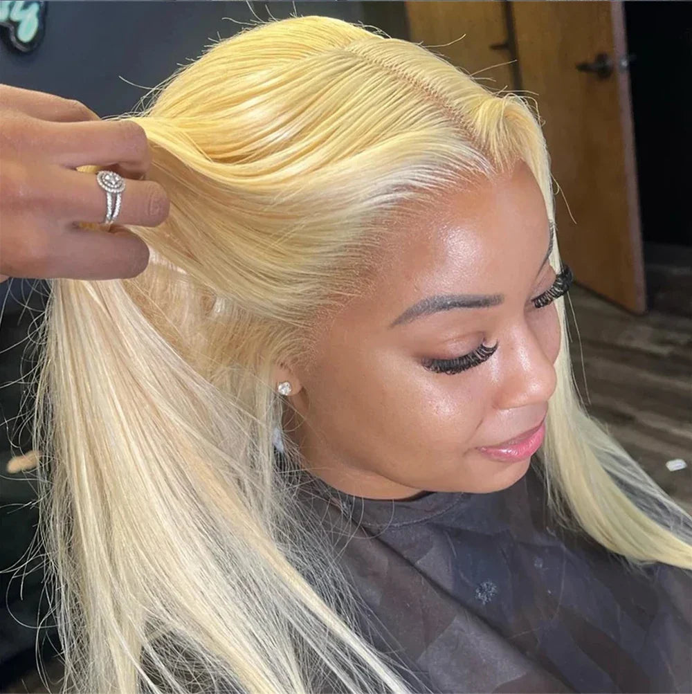 HD Transparent 613 Blonde Lace Front Wig | Bone Straight Brazilian Remy Hair | 200% Density