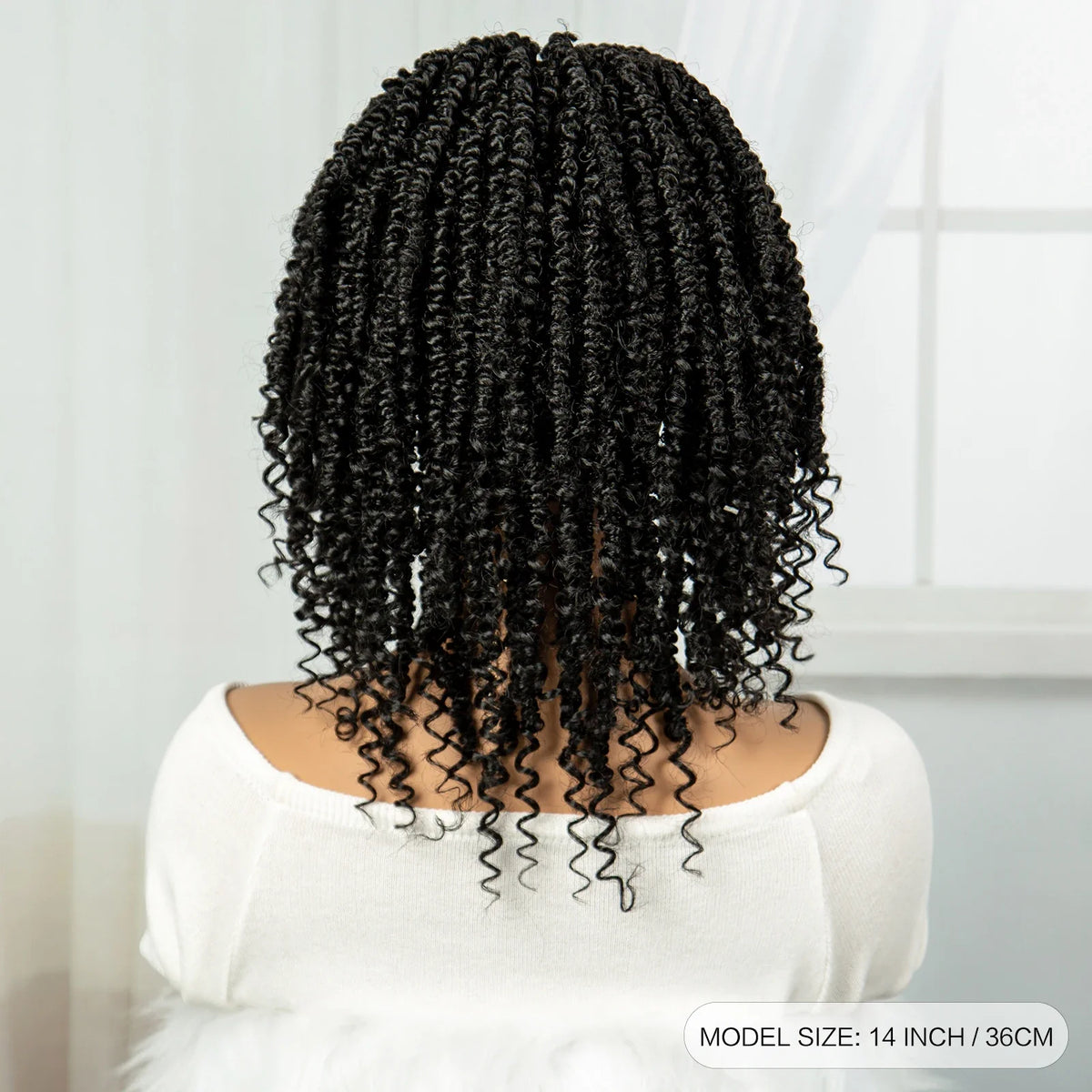 Short Knotless Box Braids Wig with Curly Ends | Handmade Lace Front Bob