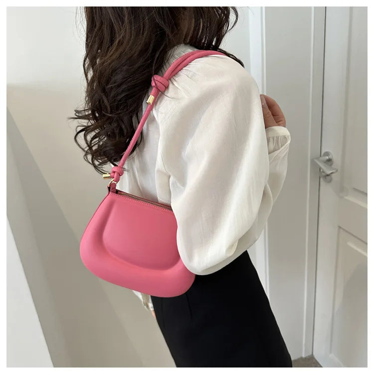 Soft PU Leather Ladies Crossbody Bag | Women's Purple Underarm Bag & Retro Solid Color Handbag (Fashion Design Girl Small Shoulder Bag)
