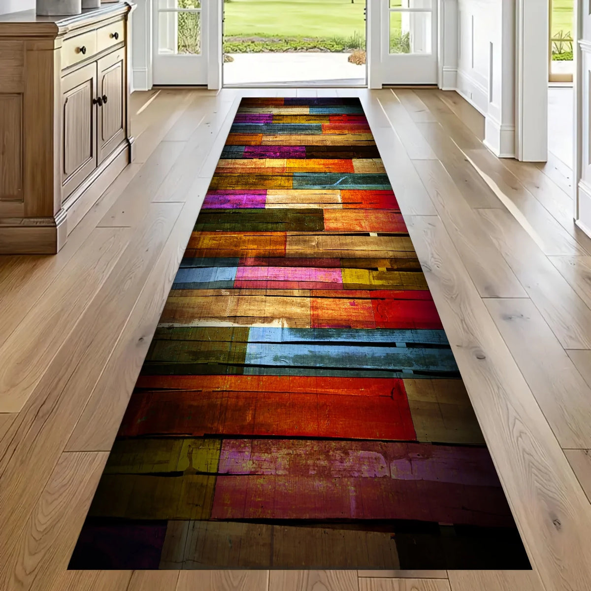 VIKAMA Rich Color Carpet Rainbow Floor Mat Long Carpet Runner Rug Kitchen Rug Living Room Bedroom Carpet Bedside Blanket Home De