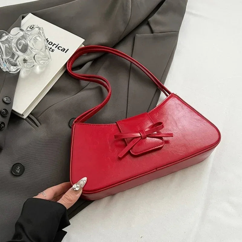 High-Grade Sense Retro Women's Underarm Bag | Spring New PU Leather Lady Commuter Shoulder Bag (Solid Small Handbags for Women)