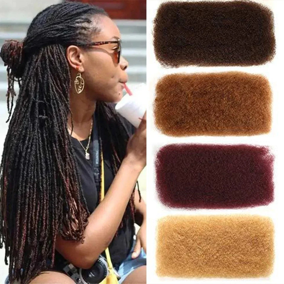 QVR Afro Kinky Curly Bulk Human Hair | No Attachment | Remy Hair | Natural Color | Dreadlock & Braiding Hair