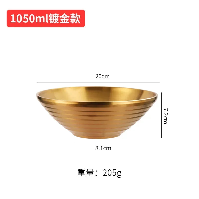 Gold Mixed Noodles, Instant Noodles, 304 Stainless Steel Bowls, Heat Insulation, Japanese Lamian Noodles Bowls.