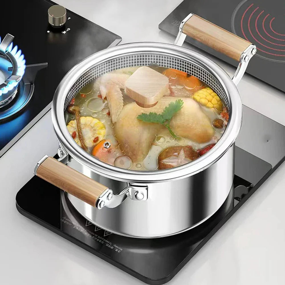 Stainless Steel Soup Pot Wok Honeycomb Non-stick Pot with lid Frying Pan Home Hot Pot Induction Cooker Gas Stove Universal Pan