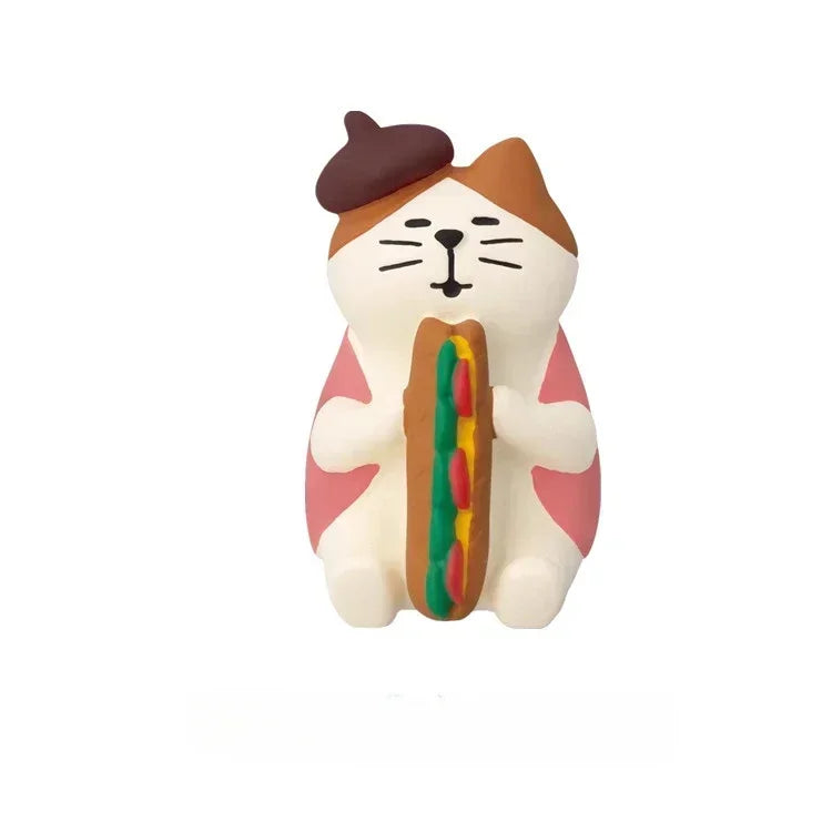 1pc ZAKKA Japanese Cat Food Bakery Coffee Shop Scene Decoration Resin Crafts Small Ornaments Croissant Donut Dessert Cupcake