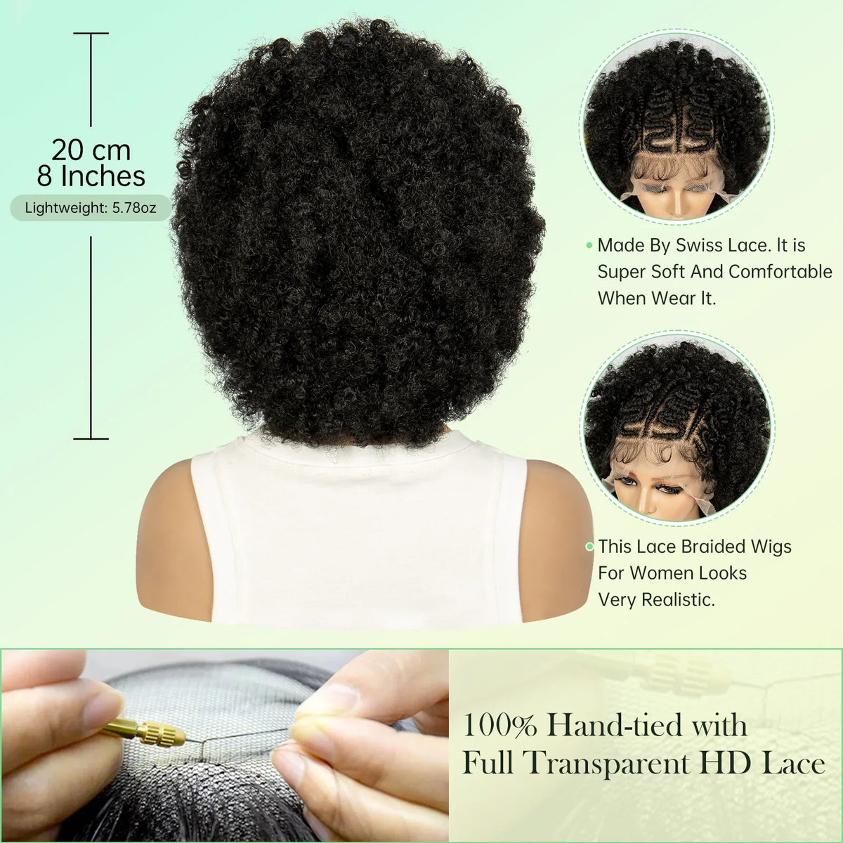 Bouncy Afro Cornrow Full Lace Braided Wig | Synthetic Braids | Black Women