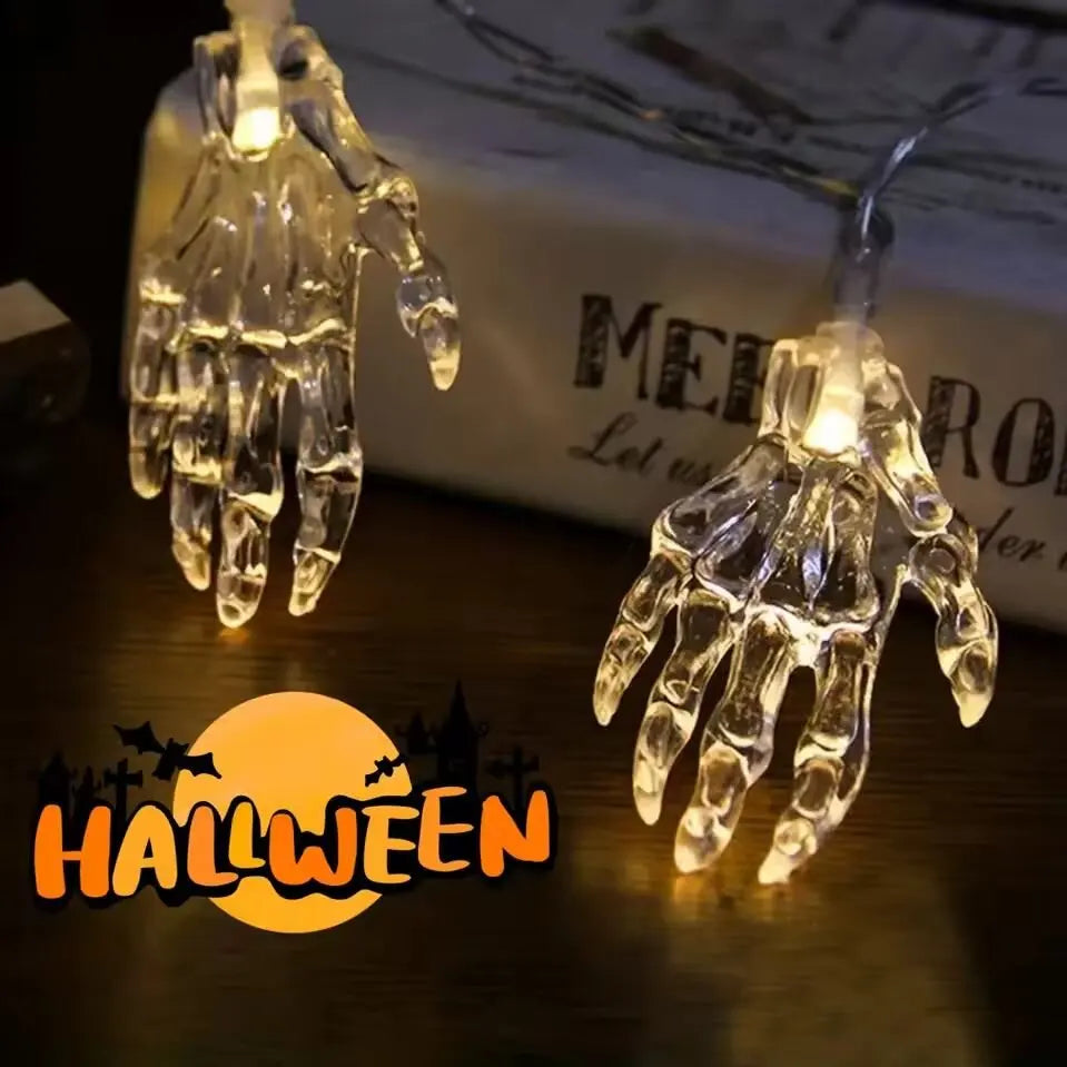 1PC Halloween LED Ghost Claw String Lights Horror Decoration Lamp Battery Powered Hanging Lights For Festive,Party&Haunted House