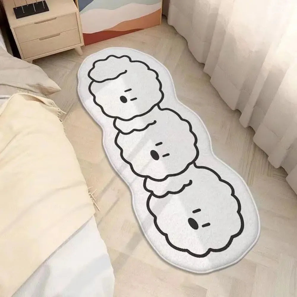 VIKAMA Adorable White Dog With Black Outline Bedroom Living Room Rug Waterproof Slip Resistant Stain Resistant  Home Decor
