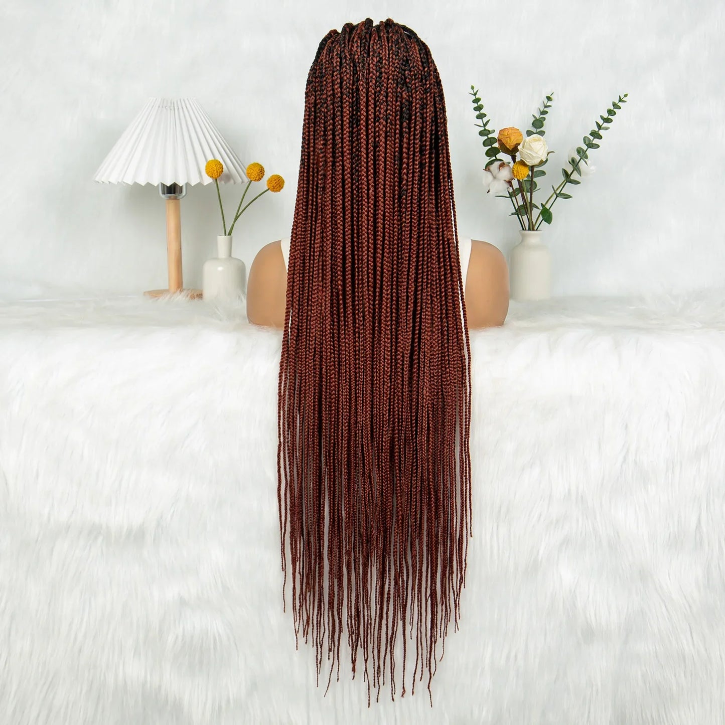 KIMA Box Braided Wig Synthetic Full Lace Braided Wig Cornrow Braids Wig With Baby Hair Transparent Lace Knotless Faux Locs Wig