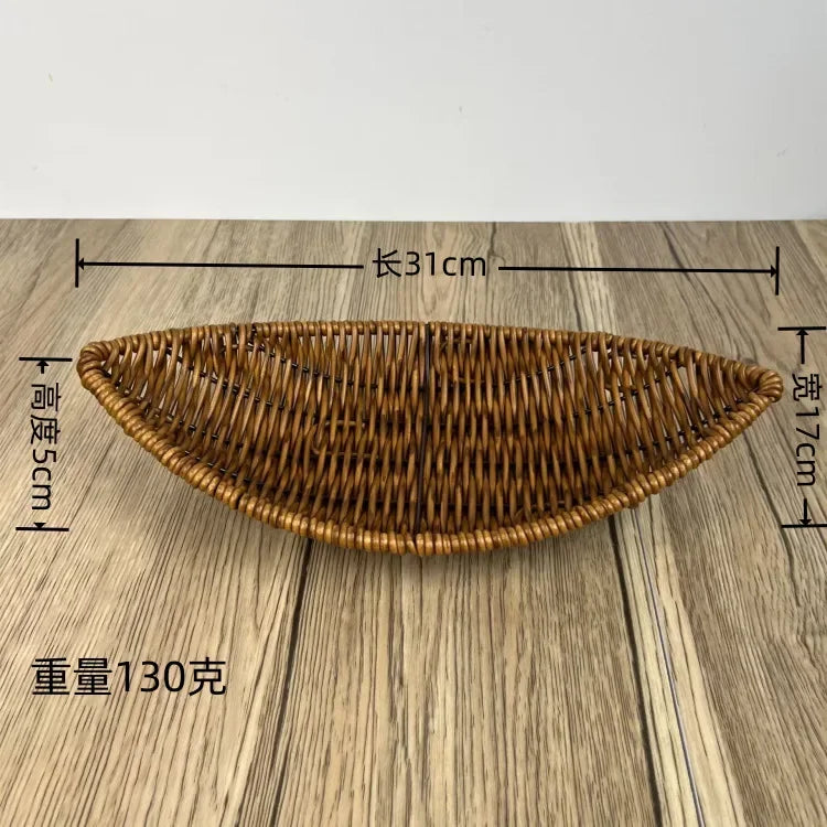 Imitation Rattan Fruit Basket Sundry Storage Basket Hand-Woven Storage Box Home Storage Supplies Tabletop Display Rattan Basket