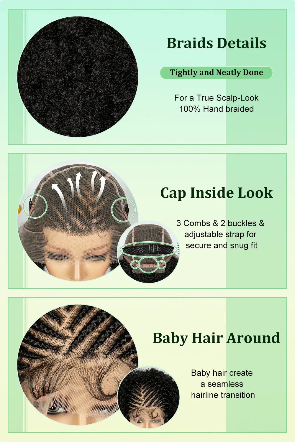 Bouncy Afro Cornrow Full Lace Braided Wig | Synthetic Braids | Black Women