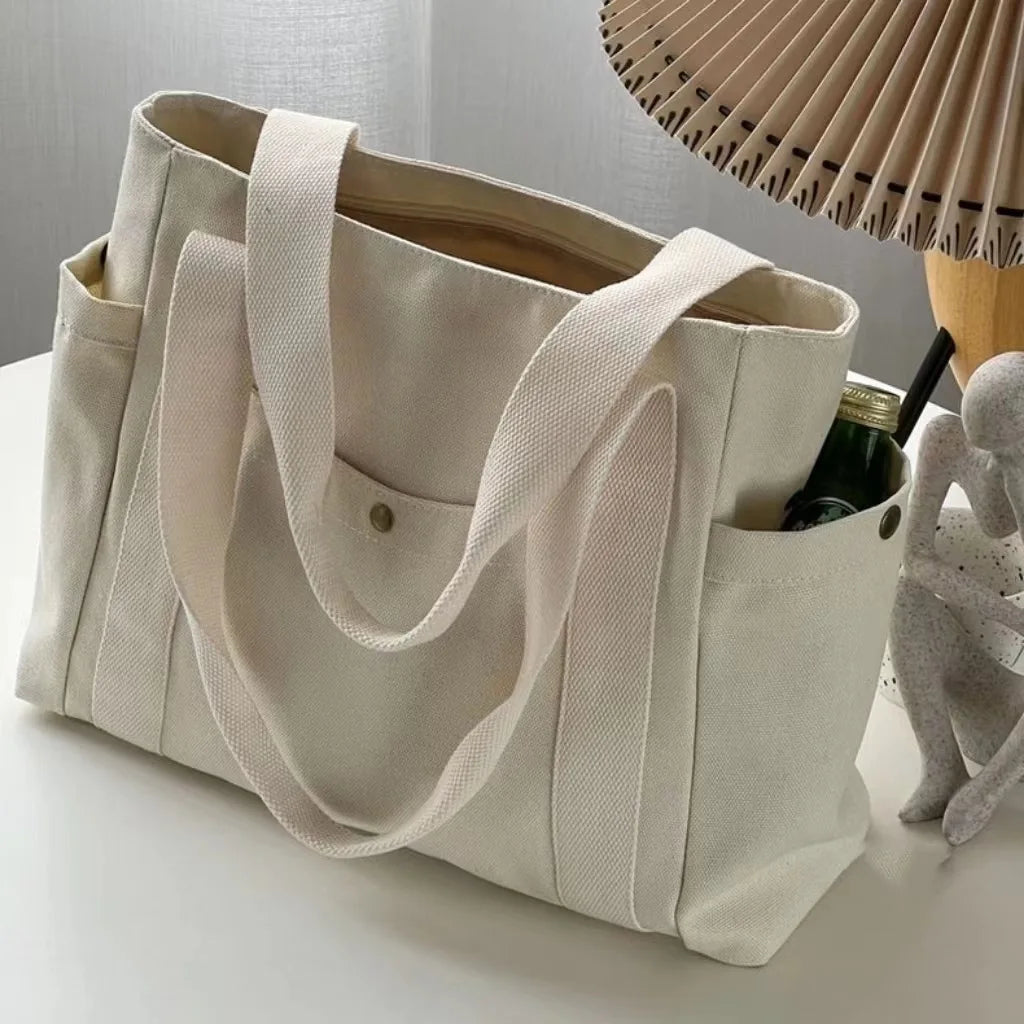 Canvas Bag Female Ins Forest Style | Versatile Shoulder Bag & Large Capacity Book Storage (Student Class Commuter Bag, Portable Cloth Tote)