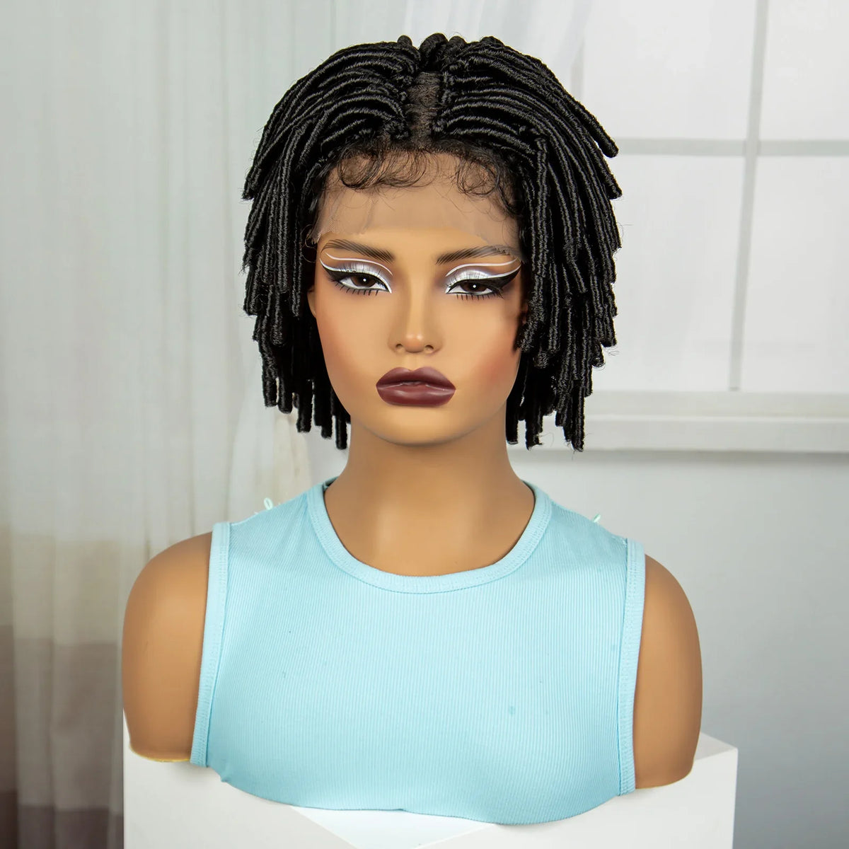 Short Square Knotless Dreadlock Braids Wig | Full Lace | Natural Locs | Black Women