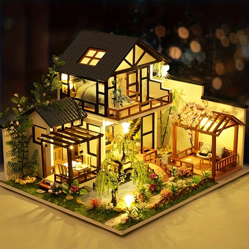1pc,Diy Wooden Doll House,Assembly Model Kit,3d Puzzle, Birthday Christmas Gifts for teenagers and adults,Home Decor Micro Model