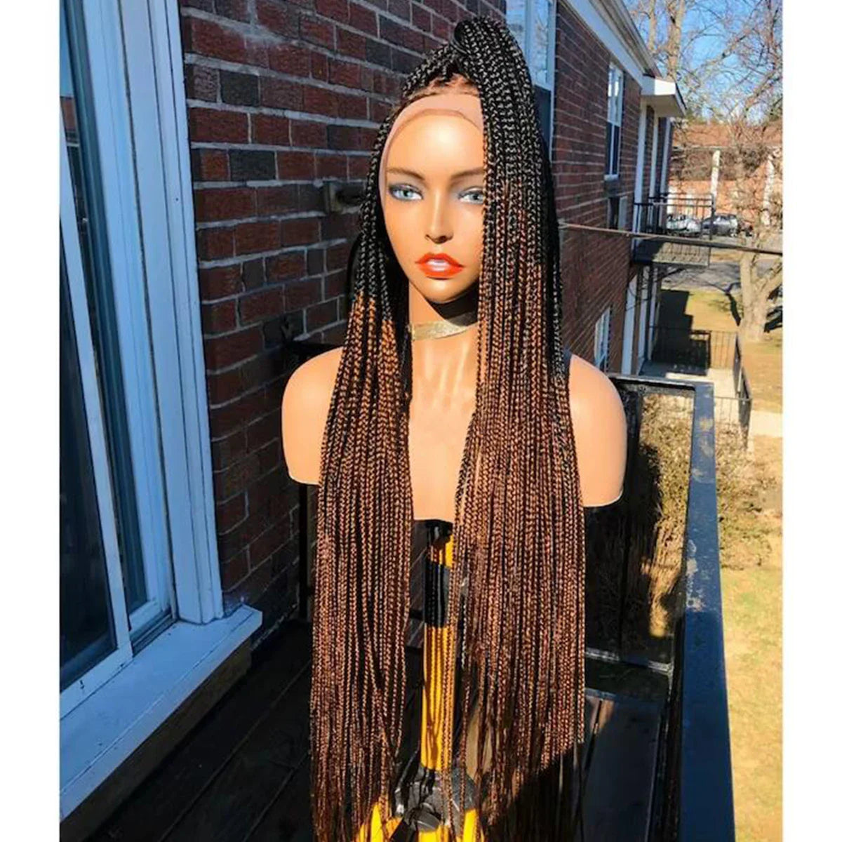 Ombre Blonde Knotless Box Braided Wig | Full Lace Braids Wig | Senegalese Twist, Passion Twist, Faux Locs Styles Available | Kanekalon Hair