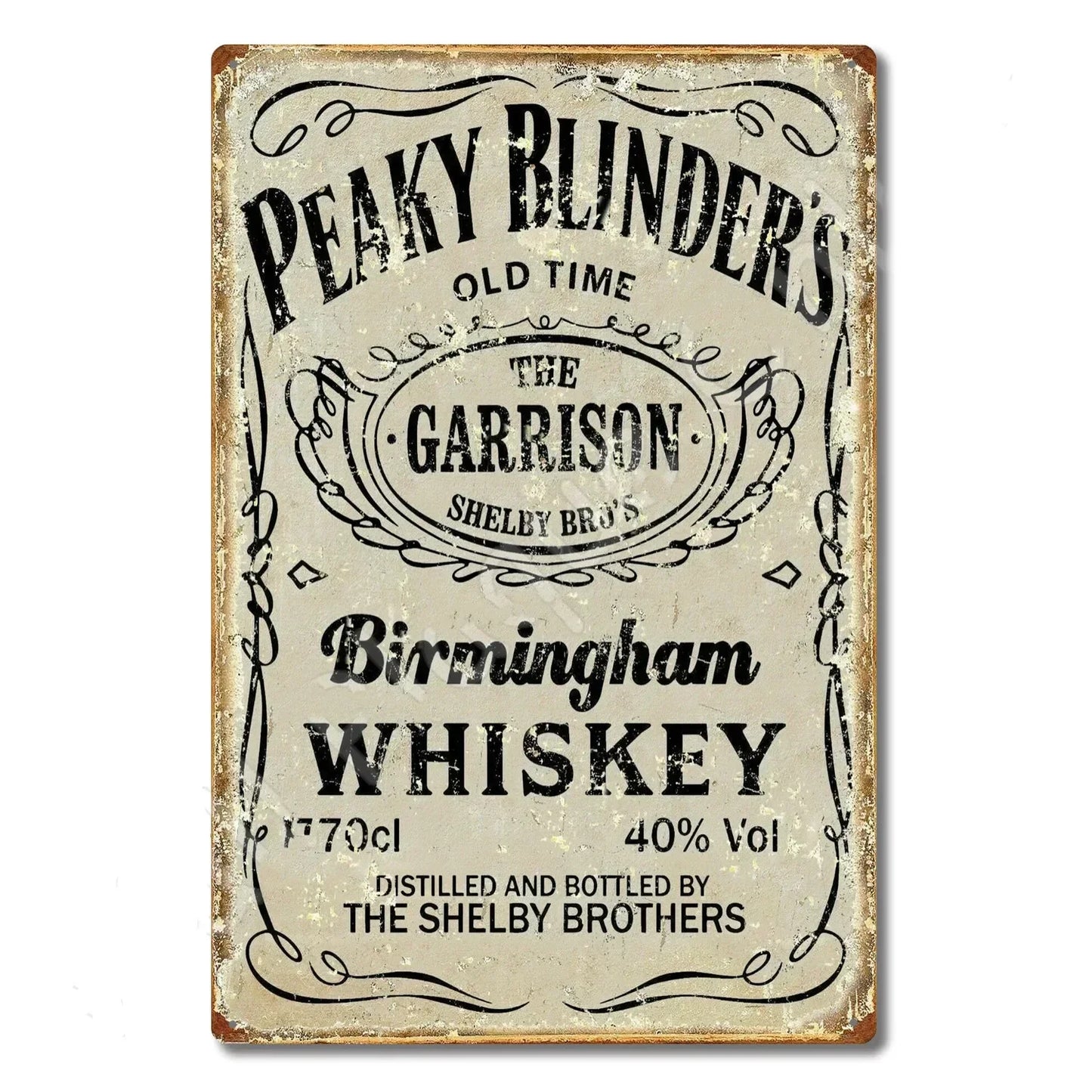 P-Peakys B-Blinders Whiskey Metal Sign - Retro Tin Plaque with Iconic Flat Cap & Whiskey Bottle Art, Eye-Catching Wall Decor